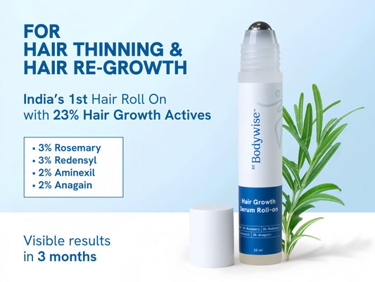 Rosemary Hair Growth Serum Roll On 25 ml – 3% Rosemary, 3% Redensyl & 2% Anagain | DHT-Blocking Scalp Serum Boosts Oxygen Flow, Reduces Hair Fall | Paraben/Sulfate-Free | Women & Men